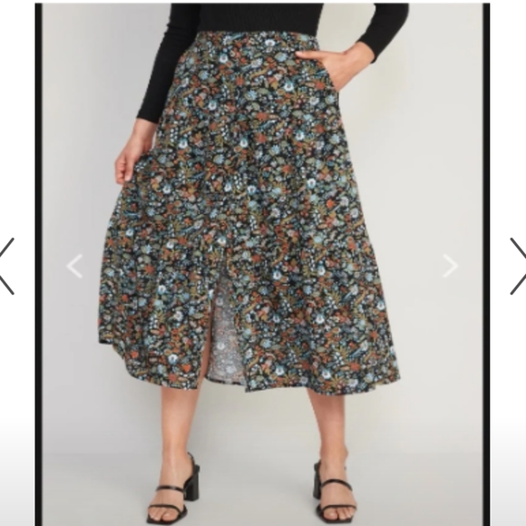 Old Navy Dresses & Skirts - Old Navy - Floral-Print Tiered Button-Front Maxi Skirt, XS, Black Floral